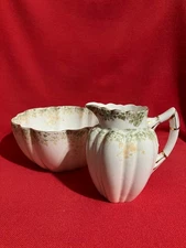 c 1896 Wileman & Co Foley China daisy shaped jug & sugar  "Trailing Ivy" #5623