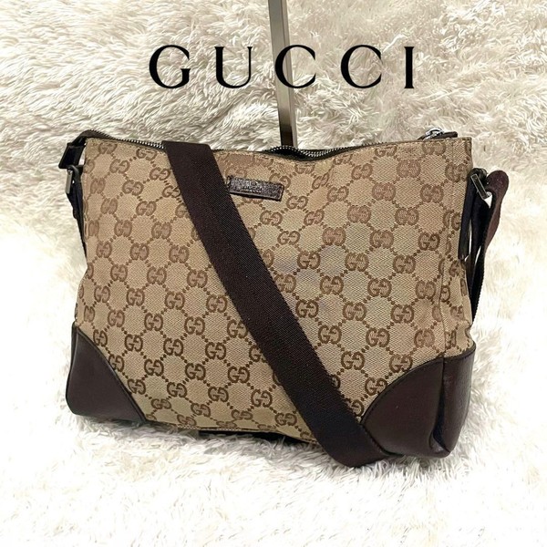 Gucci Shoulder Bag Shima GG Leather Luxury Used
