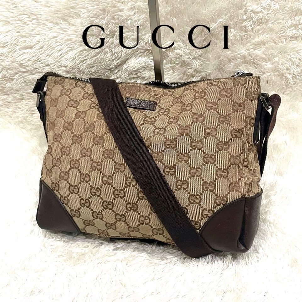 Gucci Shoulder Bag Shima GG Leather Luxury Used