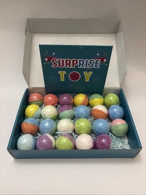 JOFEI 23 Count Kids Wrapped Bath Bombs Hidden Toy Inside Child-safe Natural