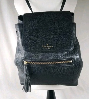 kate spade Black Pebbled Leather Tassel Backpack Kate Spade New York Black Pebbled Leather Backpack Zip  main image 3