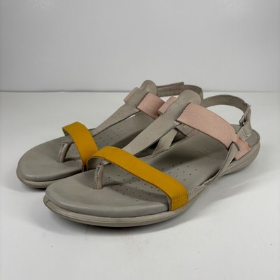 ECCO Flash Women s 10 Merigold/Rose/Gray Leather T-Strap Slingback Thong Sandals