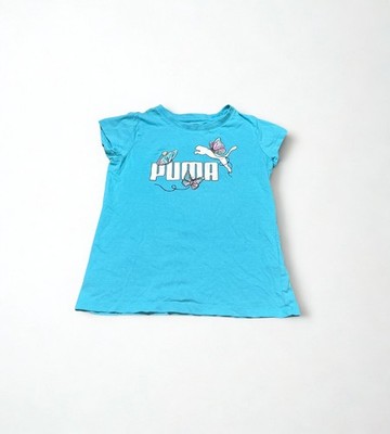 Puma Girls Size 6 Blue T-Shirt Classic Logo Short Sleeve Athletic Top