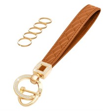 OHKYOOT Leather Wristlet Keychain,Wrist Keychain Car Key Chain with 5 Key Rin...