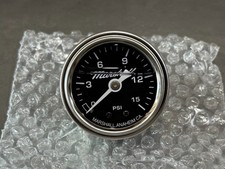 Marshall Gauge 0-15 Psi Fuel Pressure Gauge Black 1.5 Diameter Liquid Filled