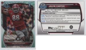 2022 Bowman U Chrome Aqua Wave Refractor /299 Jalen Carter #37