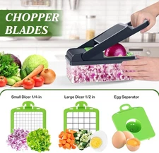 Vegetable Chopper Vegetable Cutter, 12 in 1 Kitchen Gadget, Dicer, Slicer, On...