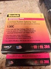 2 3M Scotch  Linerless Rubber Splicing Tape 130C 1" INCH x 30' FOOT