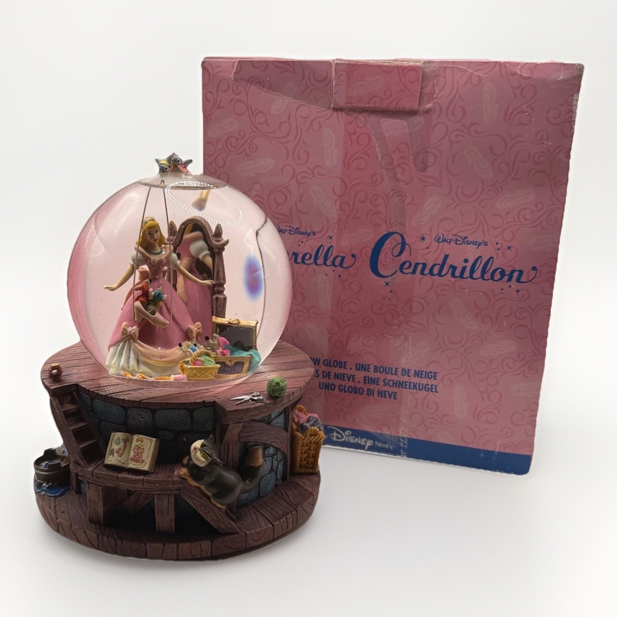 open lace back dress Disney Traditions Cinderella Pink Dress Musical Figurine