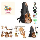 Professional Concert Ukulele 23 Inch for Adults, Koa Acacia Solid Wood Ukelel...