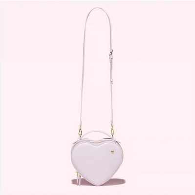 NWT Stoney Clover Lane Lilac Heart Crossbody Bag Leather Strap Gold Zipper
