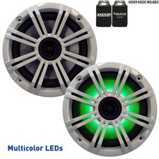 Kicker OEM Replacement White LED 6" / 6.5" 4-Ohm Coaxial Marine Speakers Pair 