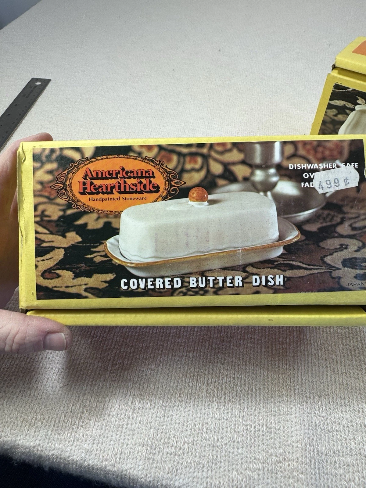 Vintage American Hearthside Stoneware Covered Butter Dish New In Original Box