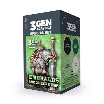 AK Interactive 3Gen Acrylics - Emeralds And Green Gems Effects Paint Set AK1078