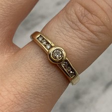9 ct Gold Diamond .25ct Channel Bezel Set Ring 375 Yellow Gold - Size N