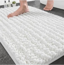 Bathroom Rug Non Slip Washable Chenille Bath Mat 24x17 Inch Quick Dry Absorbent