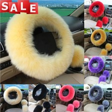3pcs Fashion Fluffy Fuzzy Wool Fur Soft Car Steering Wheel Cover Winter 3pcs Fashion Fluffy Fuzzy Wool Fur Soft Car Steering Wheel Cover Winter