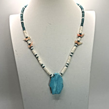 Handmade Southwestern Theme BOHO Natural Stone Fashion Statement Necklace 20  
