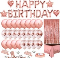 Rosegold Geburtstagsdeko Happy Birthday Girlande Ballons Partydeko