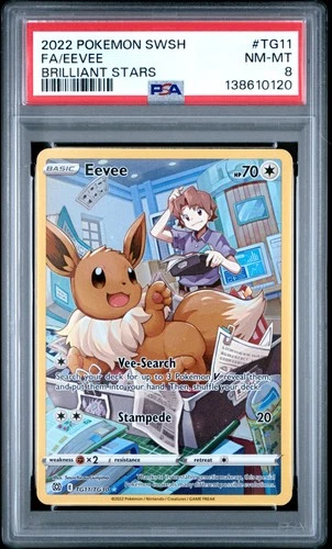 2022 POKEMON SWORD & SHIELD BRILLIANT STARS #TG11 FULL ART/EEVEE PSA 8