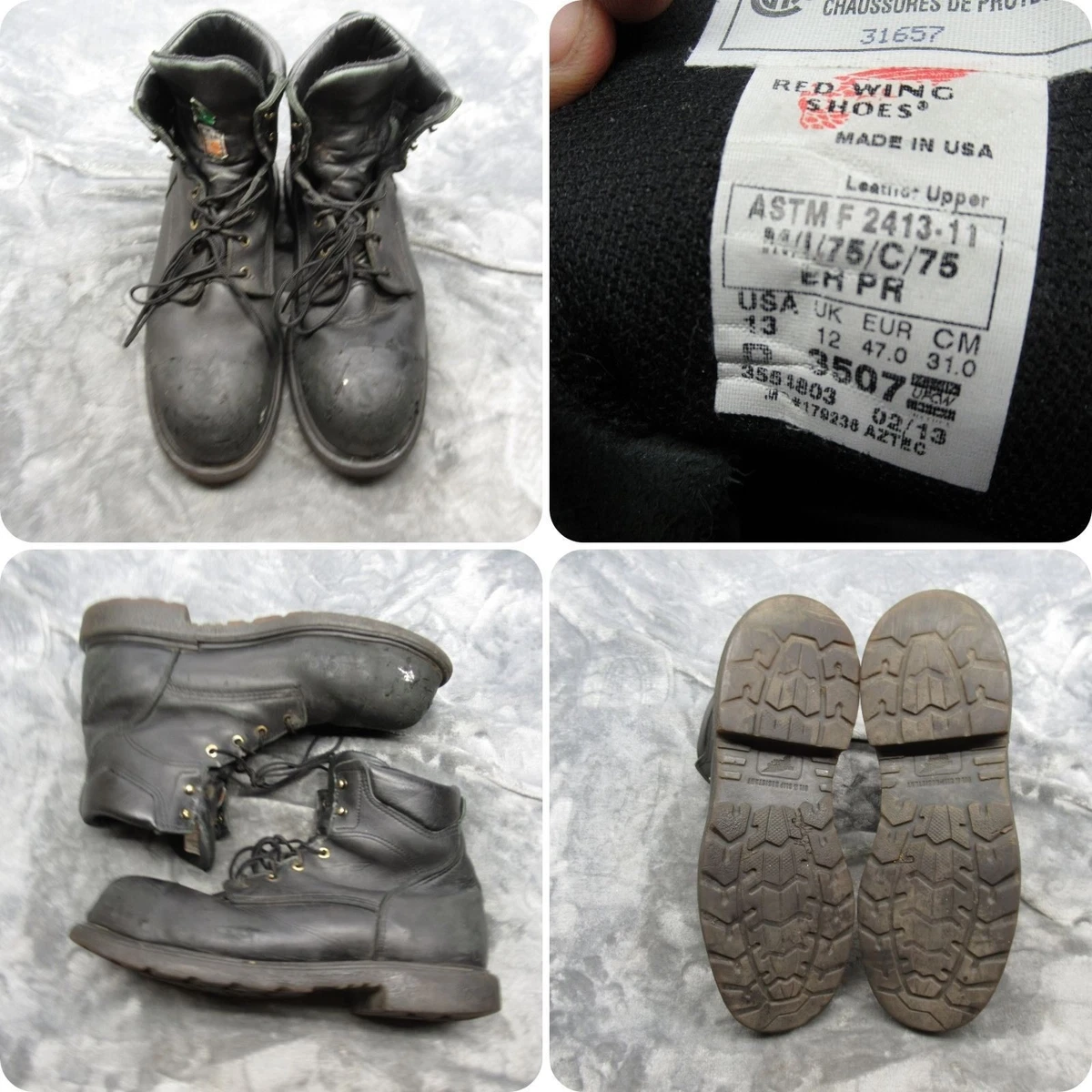 Red Wing ASTM F2413-05 M/I/75/C/75 EH  Black Leather Safety Toe Boots Size 8.5 Red Wing Shoes Mens Size 7.5D Steel Toe Leather Work Boots  main image 4
