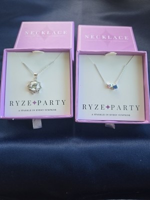 Set Of 2 Ryze Party .925 Sterling Silver Necklace