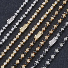 Charm Cross Stars Tennis Chain Necklace Bracelets 5A Zircon Jewelry Spring Clasp