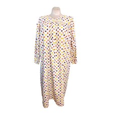 VTG XL Long Sleeve Night gown Polka Dot Yellow Orange Brown Loungedress moo moo
