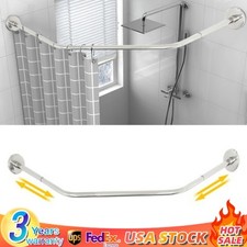 Corner Shower Curtain Rod Adjustable Stainless Steel Curved Shaped Rack Bathroom