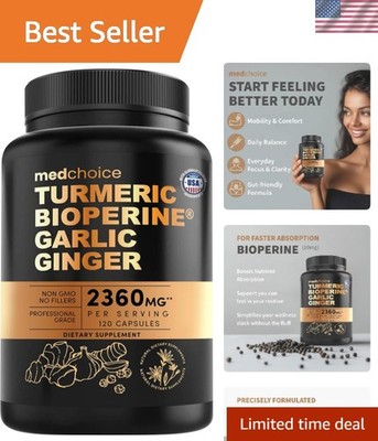 4-in-1 Turmeric Joint Support Supplements with Garlic and BioPerine - 2360 mg...