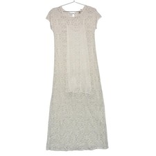 Lilka Women Maxi Dress XS Cream Lace Overlay Cap Sleve Boho Anthropologie Bridal