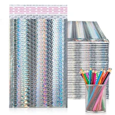 Holographic Metallic Bubble Mailers 5x9" 250 Pack Self-Seal Shipping