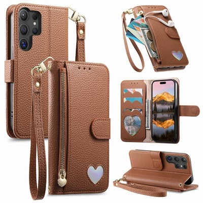 For Samsung Galaxy S26 Ultra S25 FE S24 S23 S22 Zipper Wallet Leather Stand Case