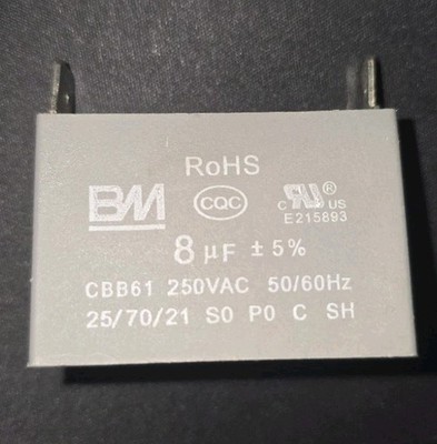 CBB61 8 uF 250VAC Motor Run Capacitor S0 P0