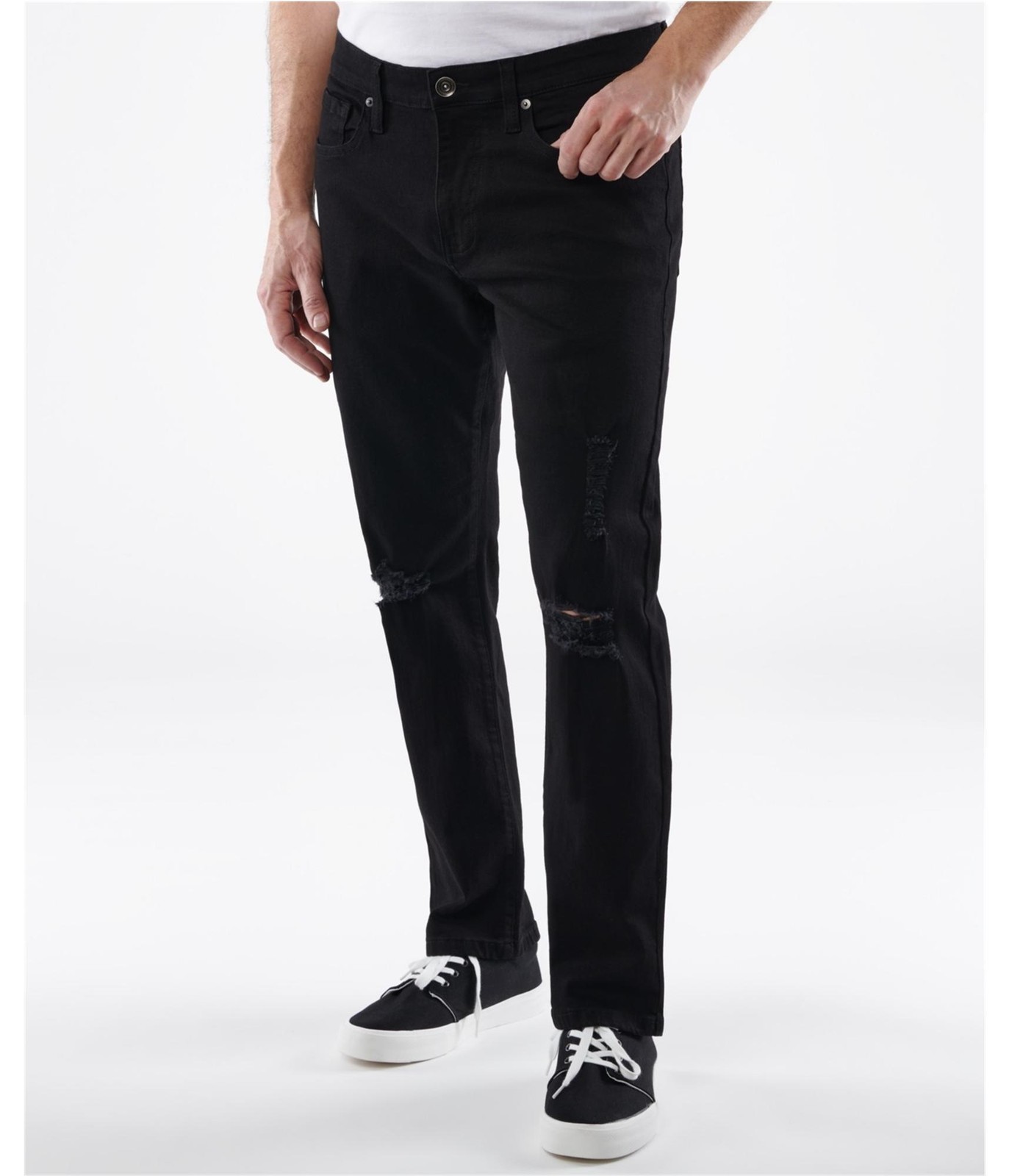 LAZER Mens Essential Streamline Slim Fit Jeans, Black, 31W x 32L