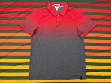 Calvin Klein Liquid Cotton Polo Golf Shirt Red/Gray Stripes/Fade Mens Small Slim