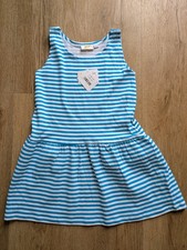 Mädchen Trägerkleid Gr. 98/104  blau/weiß ...