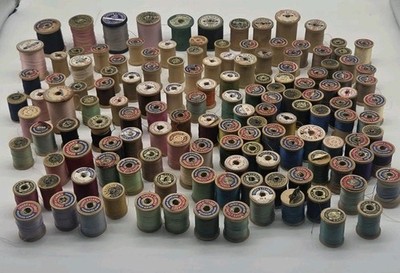 Lot 138 Coats and Clark Antique Vintage Sewing Thread Wooden Wood Spools