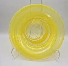  Yellow Swirl Art Glass Salad / Decrative Plates 8" 