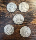 Lot of 5 Franklin Half Dollars - 90% Silver