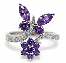 2CT Natural Amethyst  Topaz 925 Sterling Silver Ring Jewelry Sz 7 MK6-8
