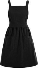Pinknoke Cotton Linen Pinafore Apron Dress for Women with Pockets Cute Art Chef