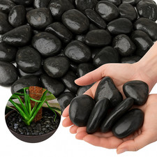 Black Polished Pebbles 30–50mm 3.3lb Natural Decorative Stones