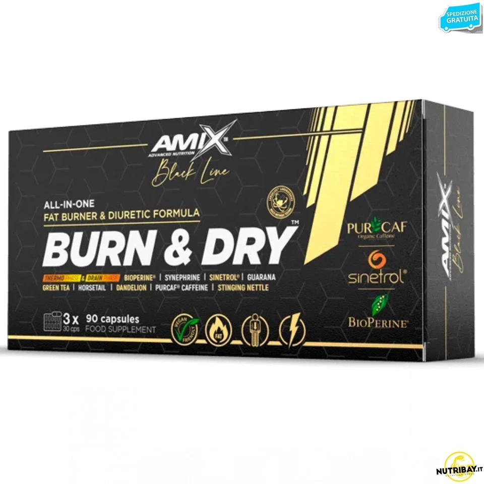 Amix Black Line Burn & Dry - 90 caps Termogenico Drenante