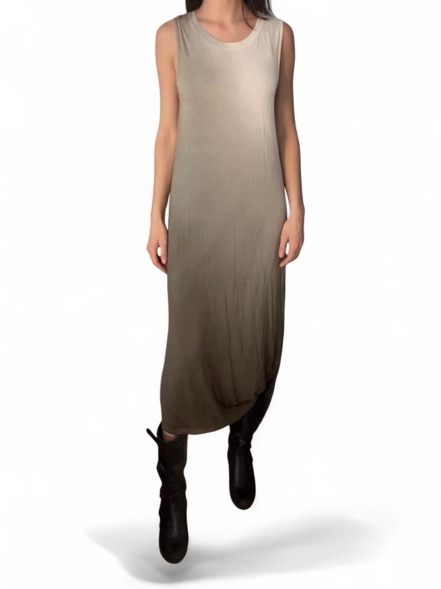 chinese dress ladies White, ocher and brown ombre dyed tiered maxi with embroidered yoke main image 0