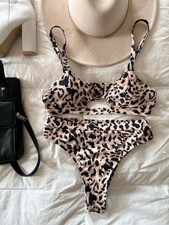 Shein Small Leopard Print Bikini Matching Set High Rise Swimsuit