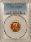 New Listing1937-D LINCOLN CENT - PCGS MS-67 RD, PRETTY & SUPERB!