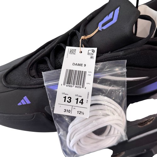 adidas Dame 9 Basketball Shoes Men's JI1938 Core Black White Cobalt Blue SZ 13 - Picture 8 of 11