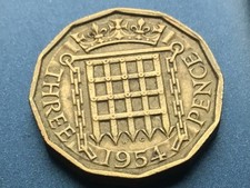 1954 Elizabeth II  British Threepenny  3d
