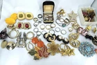 Estate Vintage Costume Jewelry Lot Rings Earrings Pins Bracelet